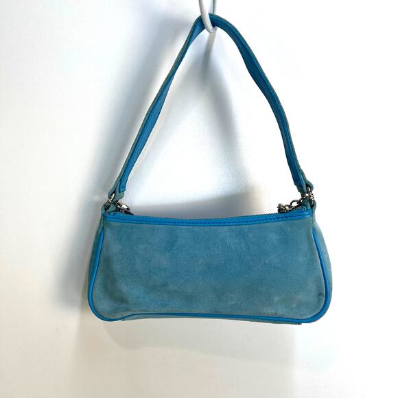 Vintage Y2K Juicy Couture Baguette Shoulder Bag Blue Leather Mini Heart Charm - Picture 10 of 11